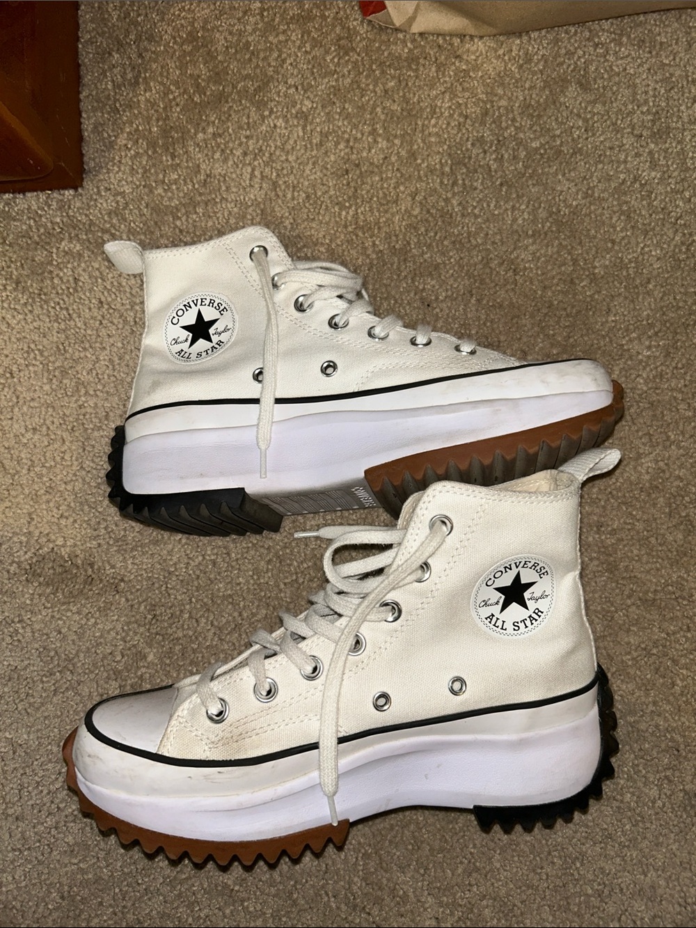 Converse White High-Top Platform Sneakers with Gum Outsole
